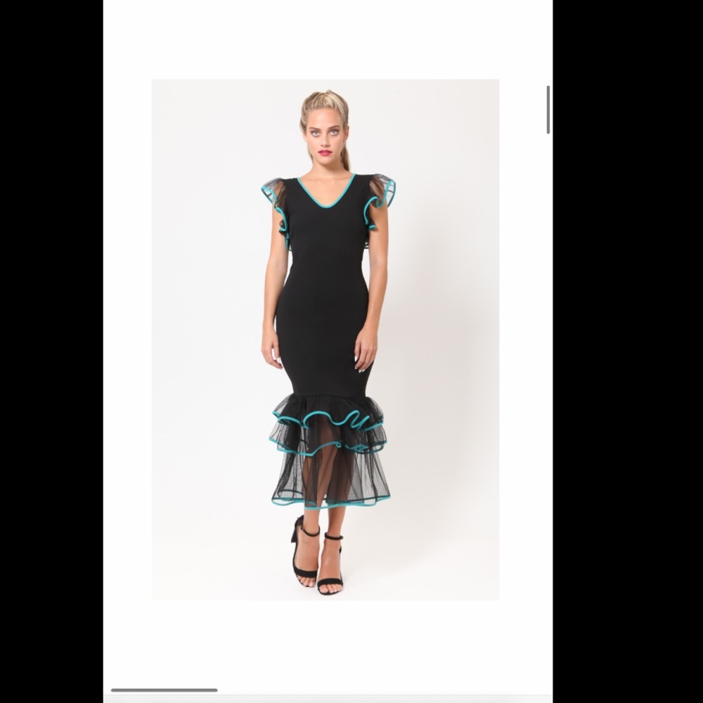 Black and Teal midi dress